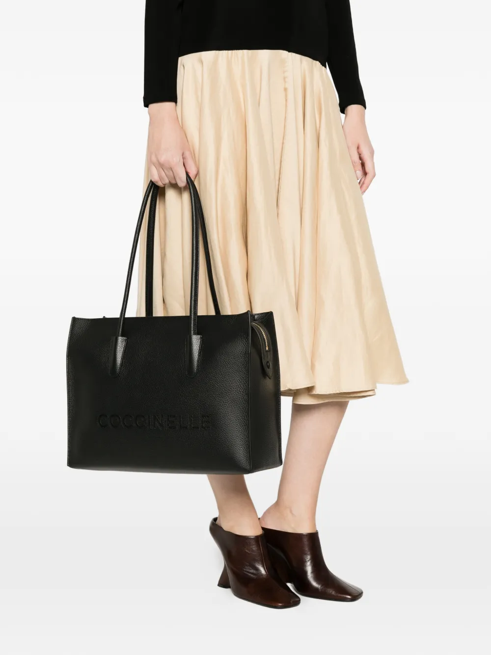 Coccinelle Medium Myrtha26 shopper met logodetail Zwart