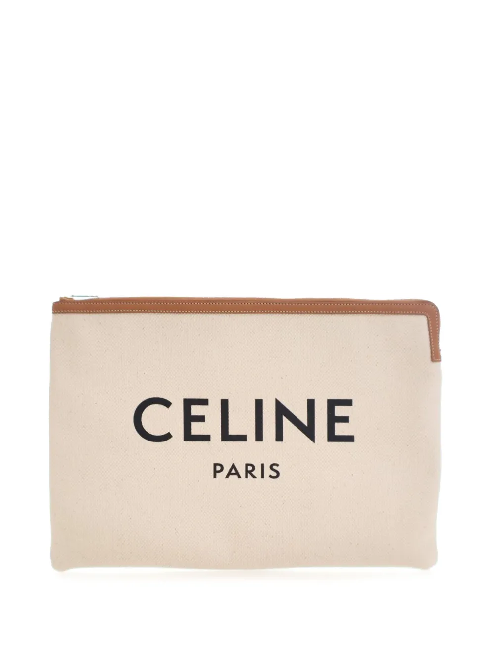 Celine Pre-Owned 2019 Large Canvas Logo clutch bag - Marrone