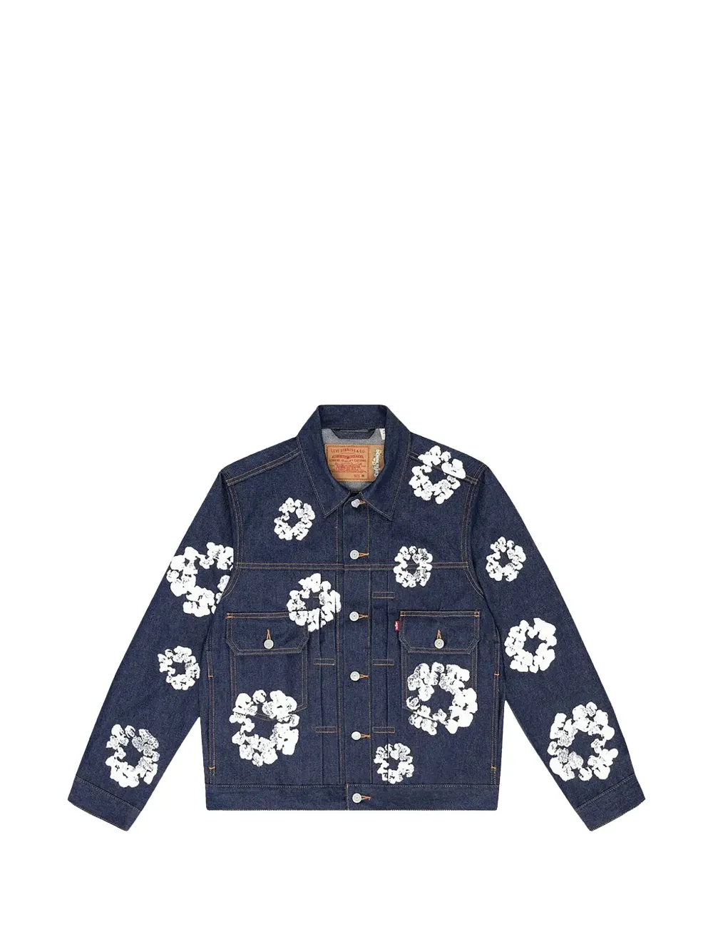 Denim Tears floral-detail denim jacket - Blu
