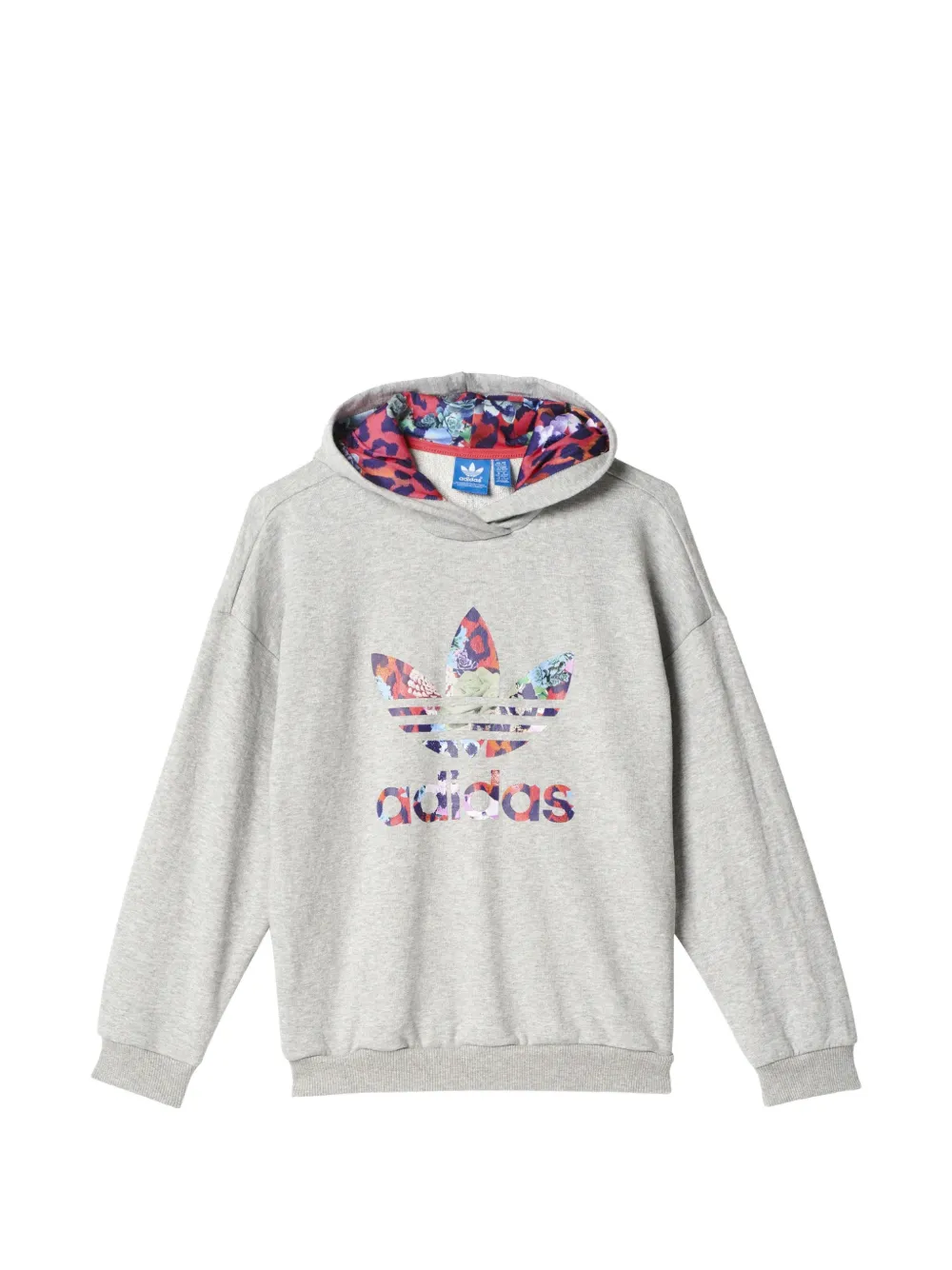 adidas Kids floral-logo hoodie - Grigio