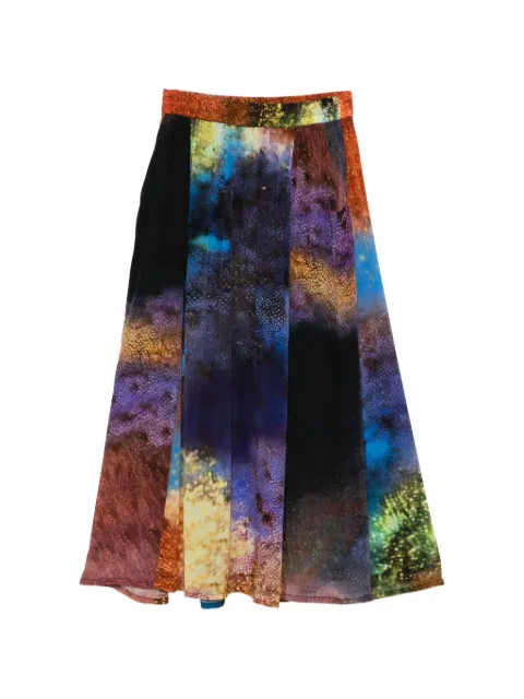 YAVI panelled printed midi skirt