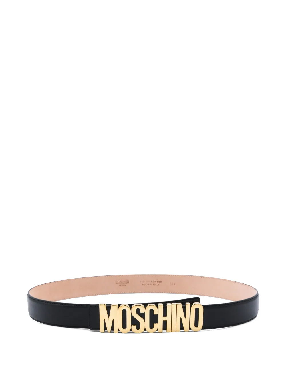 Moschino logo-buckle leather belt - Nero