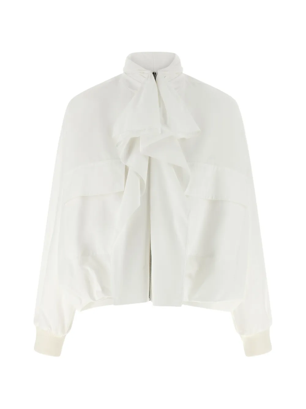 Nude Laullière ruffled-neck cotton jacket - Bianco