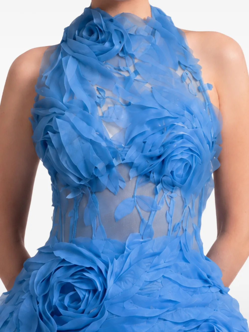 Gemy Maalouf Halterjurk met bloemenpatch Blauw
