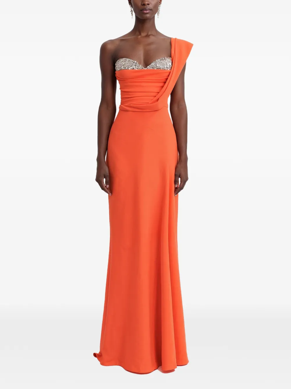Gemy Maalouf crystal-embellished draped gown - Arancione