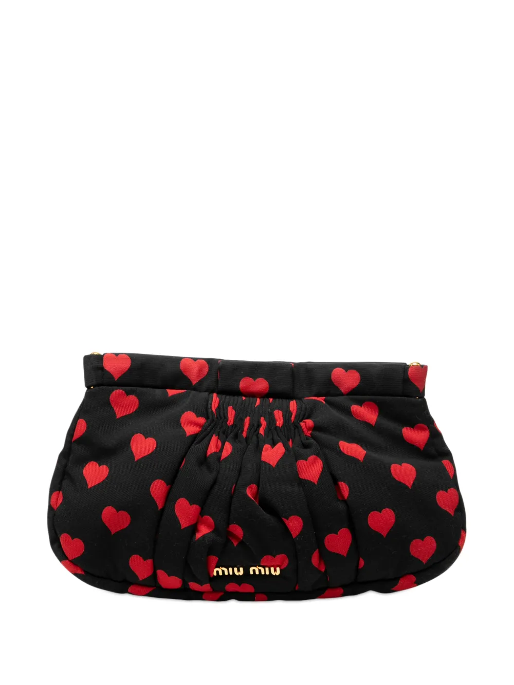 Miu Miu Pre-Owned 2010-2026 Pleated Nylon Heart Print clutch bag - Nero