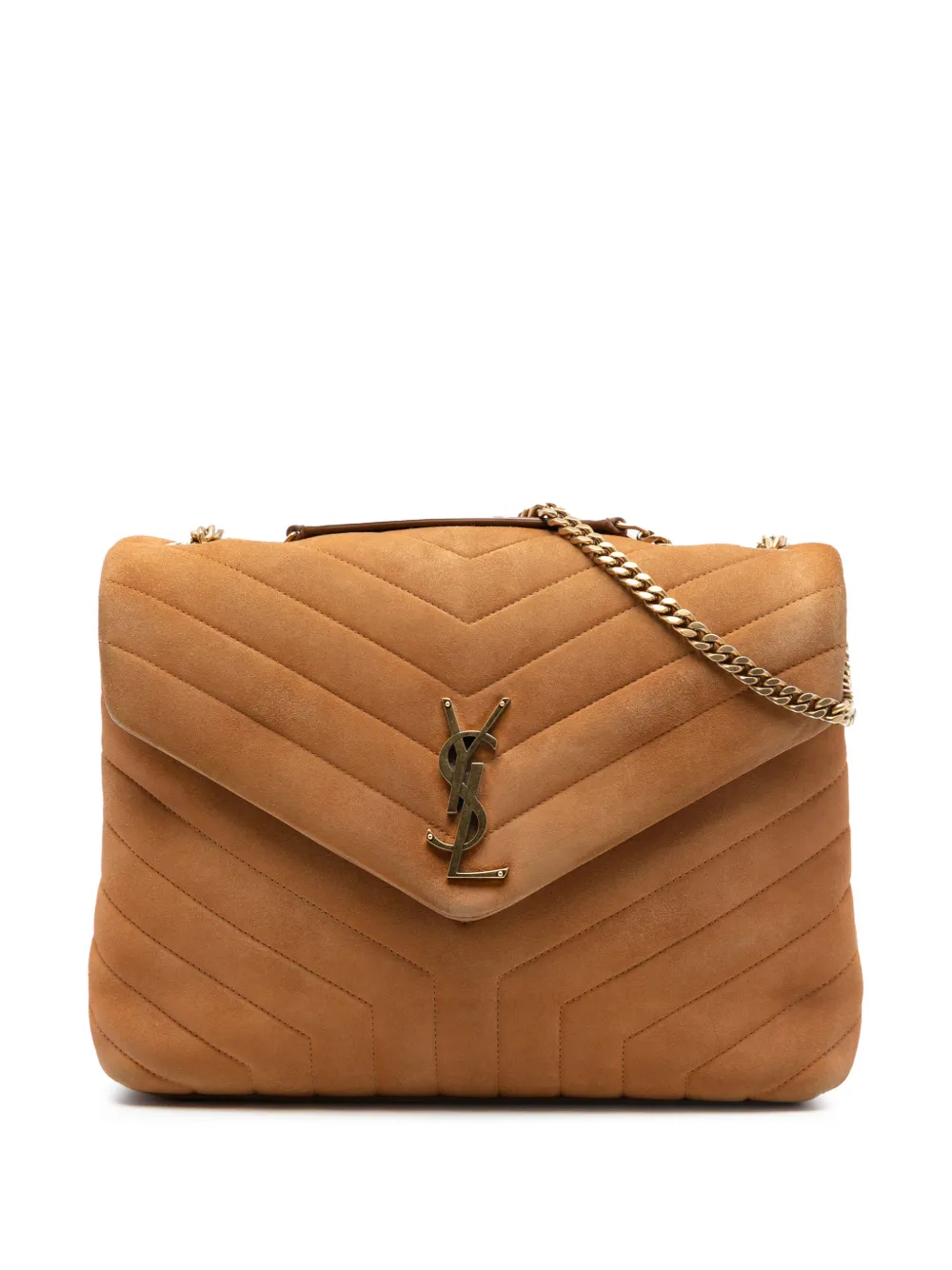 Saint Laurent Pre-Owned 2022 Medium Matelasse Suede Monogram LouLou Chain Bag shoulder bag - Marrone