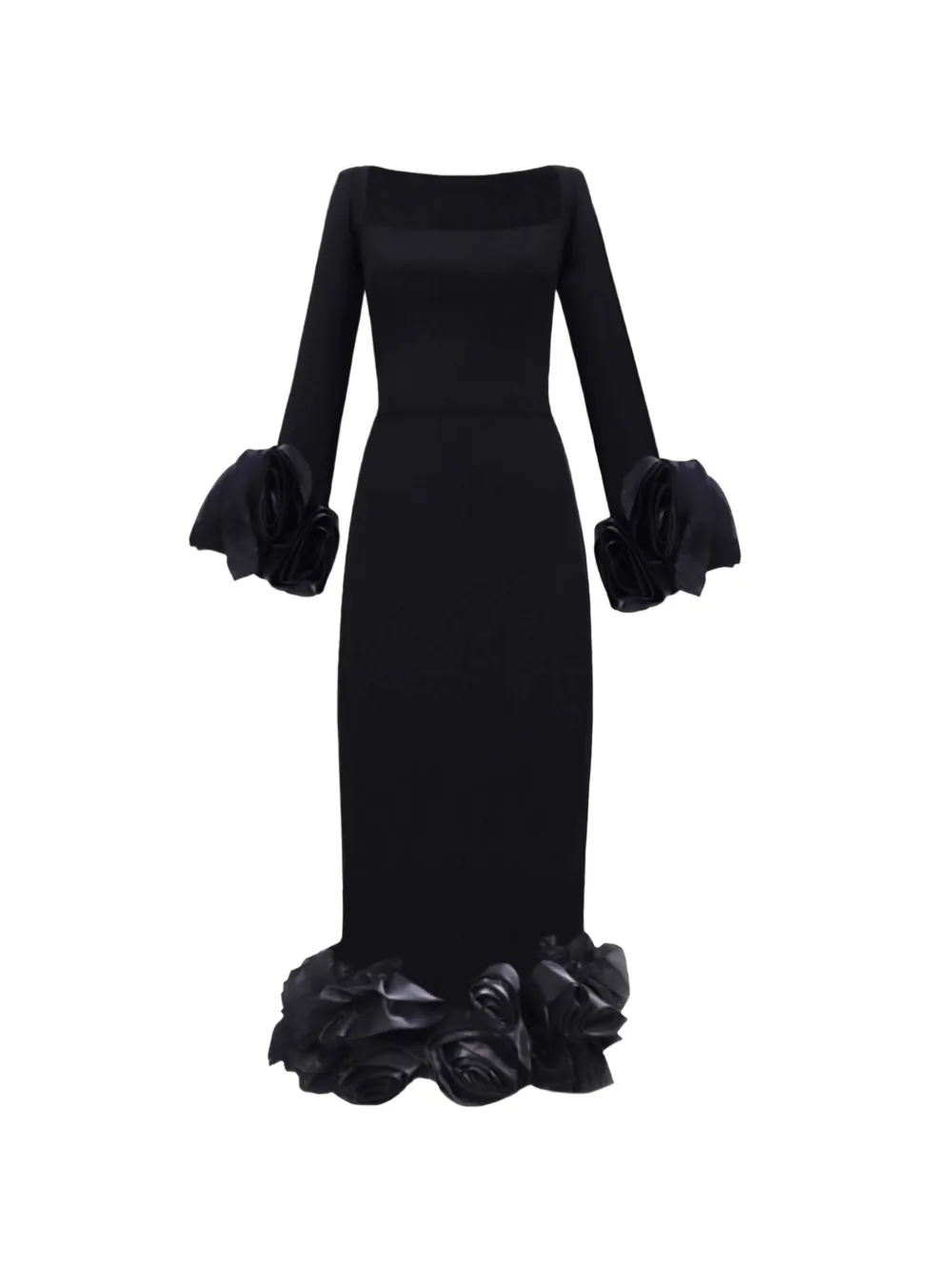 Gemy Maalouf Abito midi a fiori - Nero