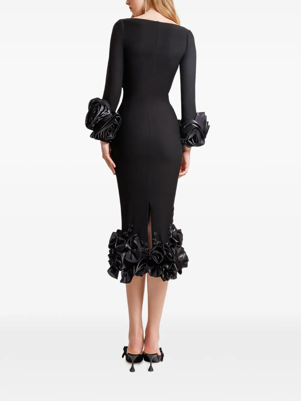 Gemy Maalouf Midi-jurk met bloemdetail Zwart