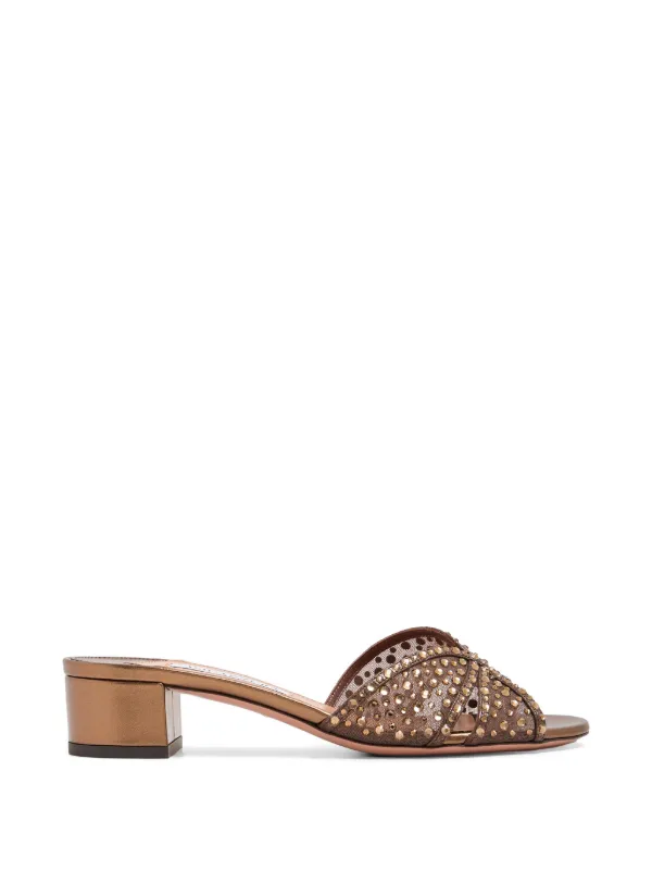 Aquazzura Crystal Lover Sandals in Brown