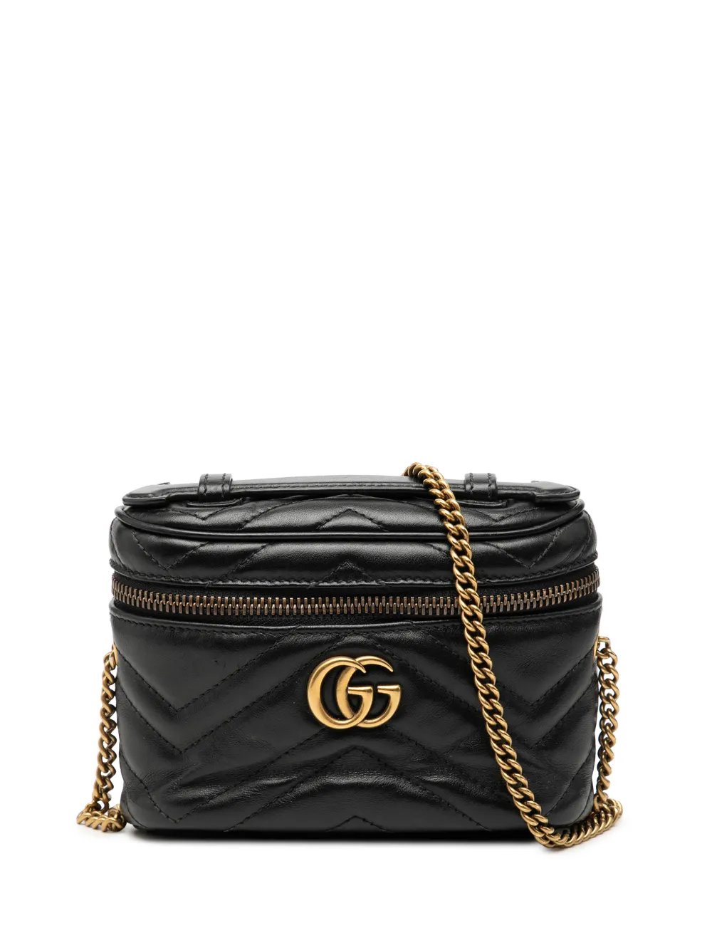 Gucci Pre-Owned 2000-2015 Mini GG Marmont Matelasse Leather Top Handle satchel - Nero