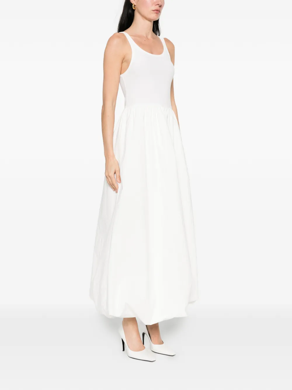 Eleh Midi-jurk met diepe ronde hals Wit