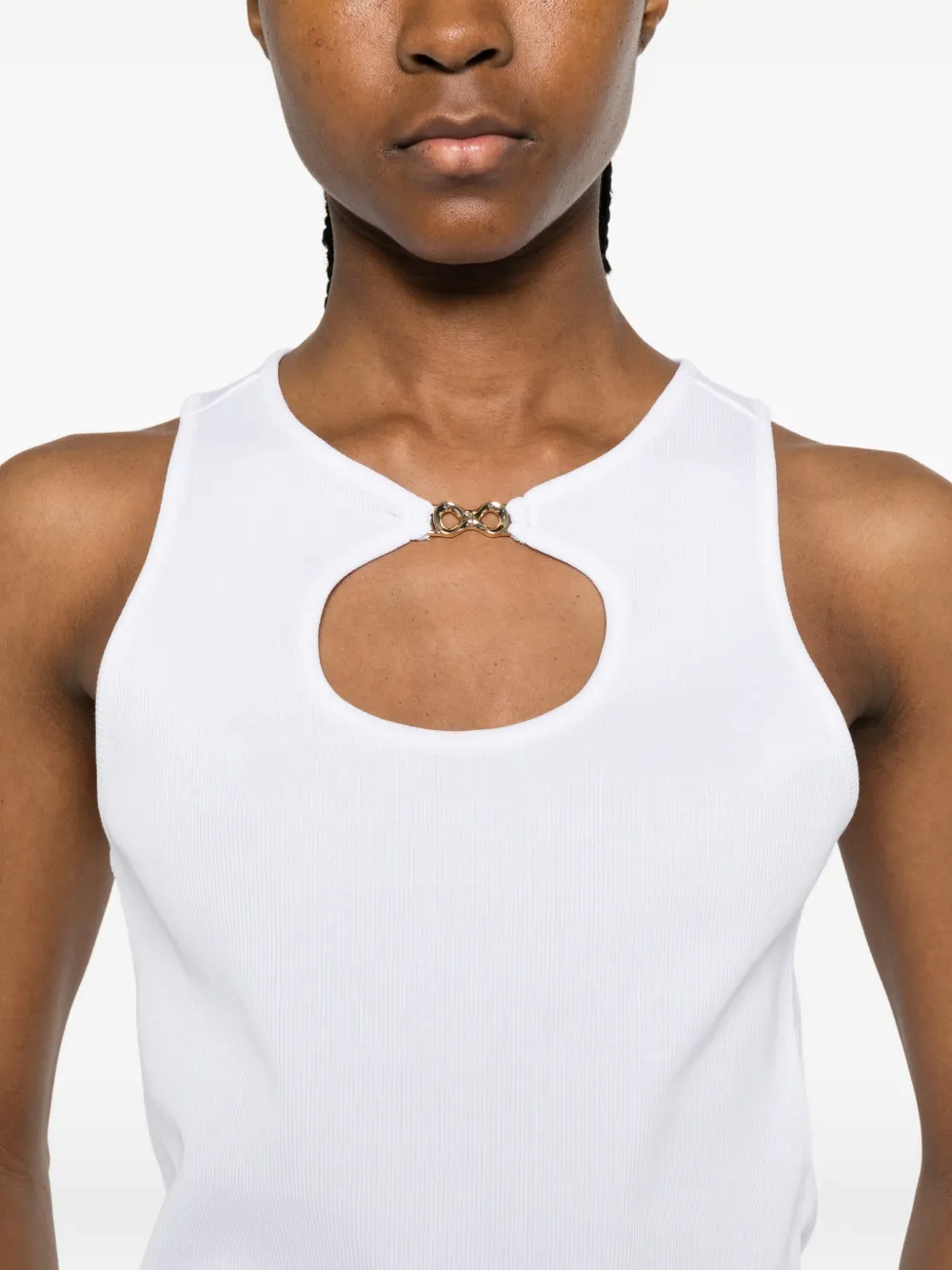 TWINSET Geribbelde top met logo Wit