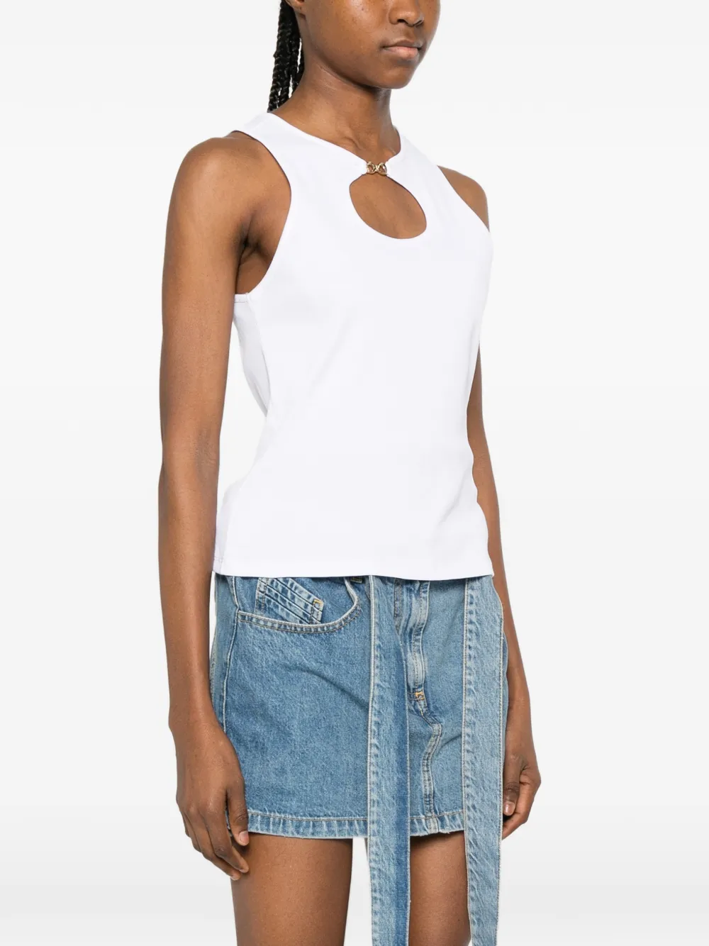 TWINSET Geribbelde top met logo Wit