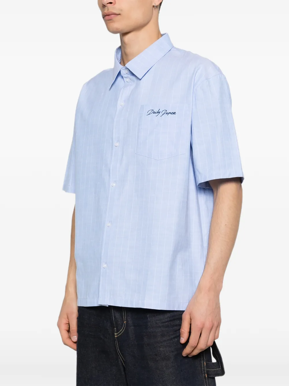  Daily Paper Striped Patch-pocket Shirt - Blue 