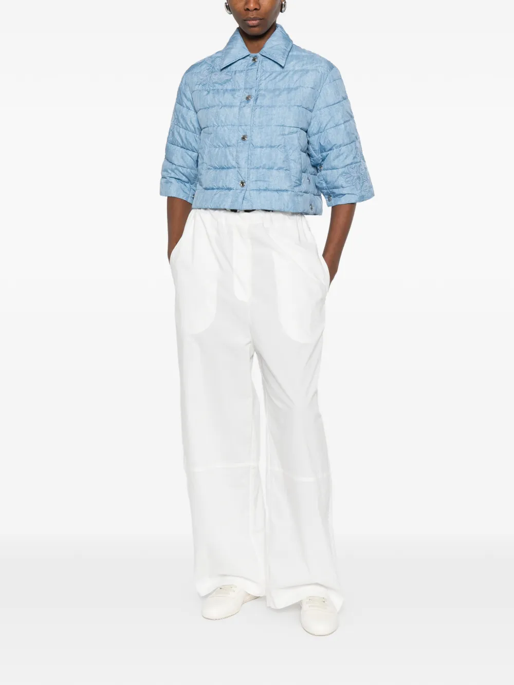  Ermanno Firenze Quilted Embroidered Jacket - Blue 