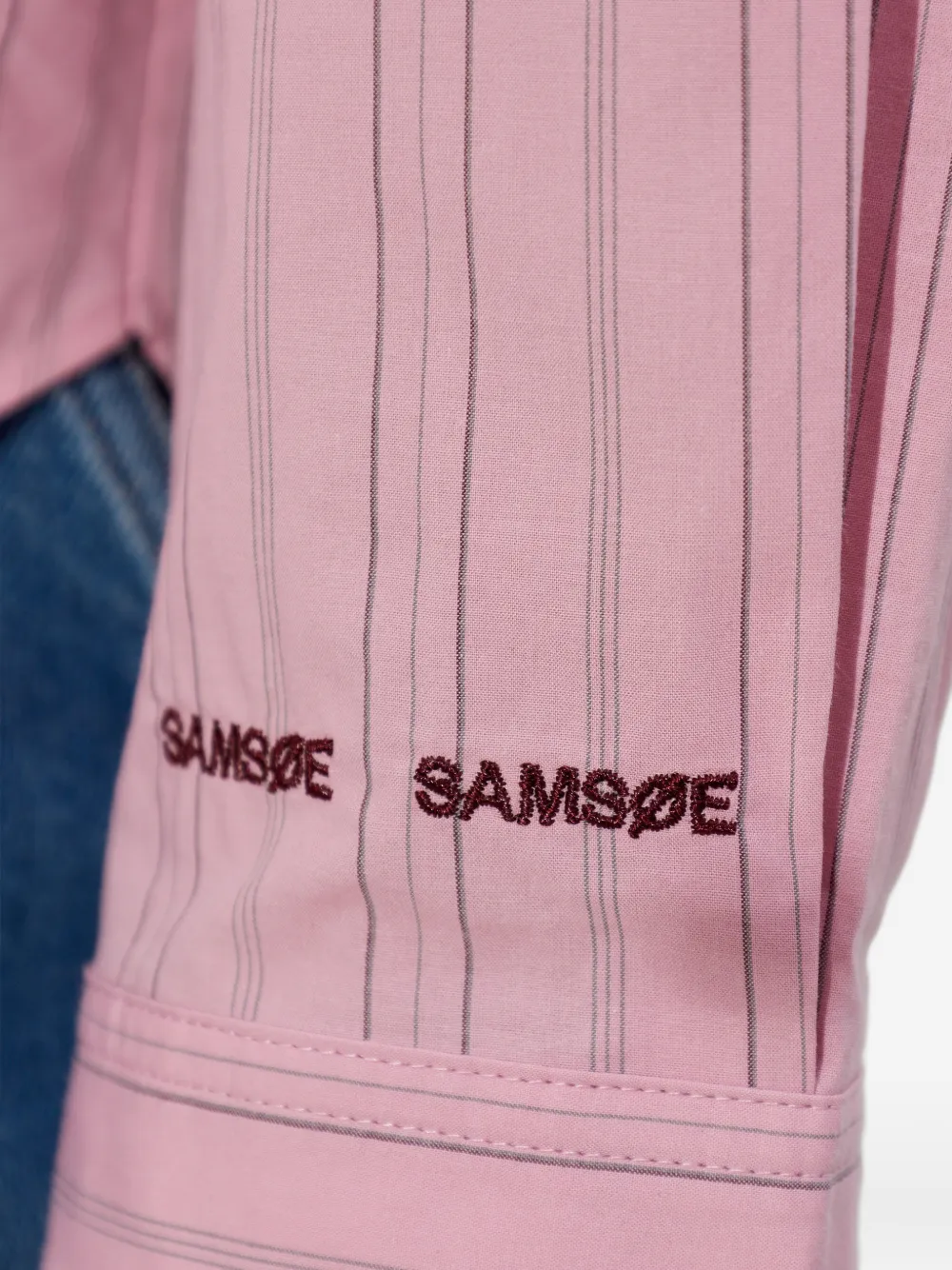 SAMSOE Salova gestreept overhemd met knopen Roze