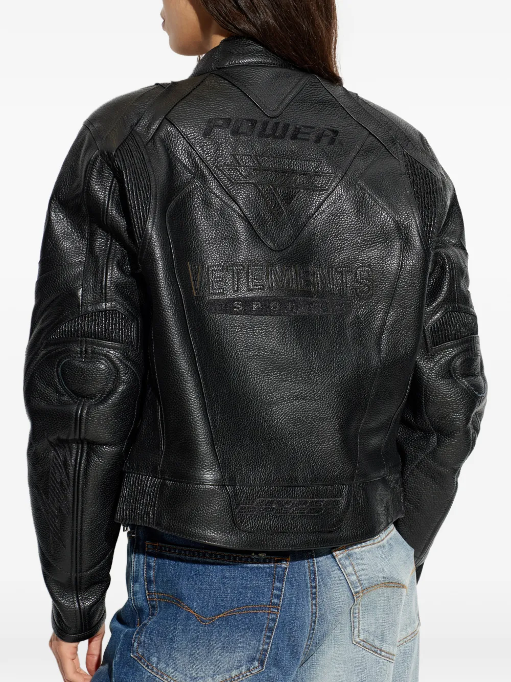 VETEMENTS Leren jack met patroon Zwart