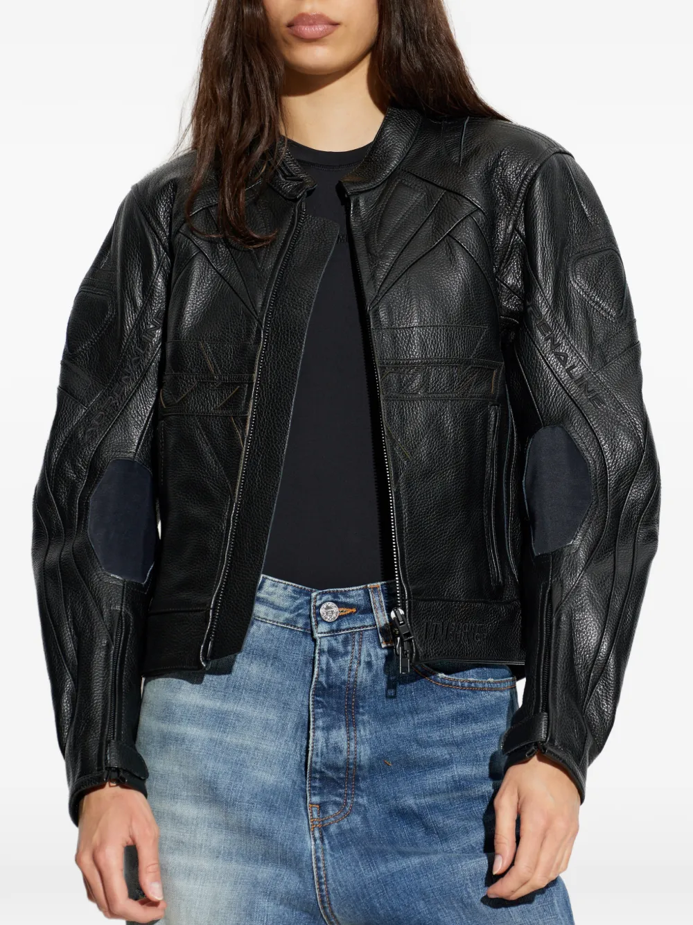  Vetements Patterned Leather Jacket - Black 