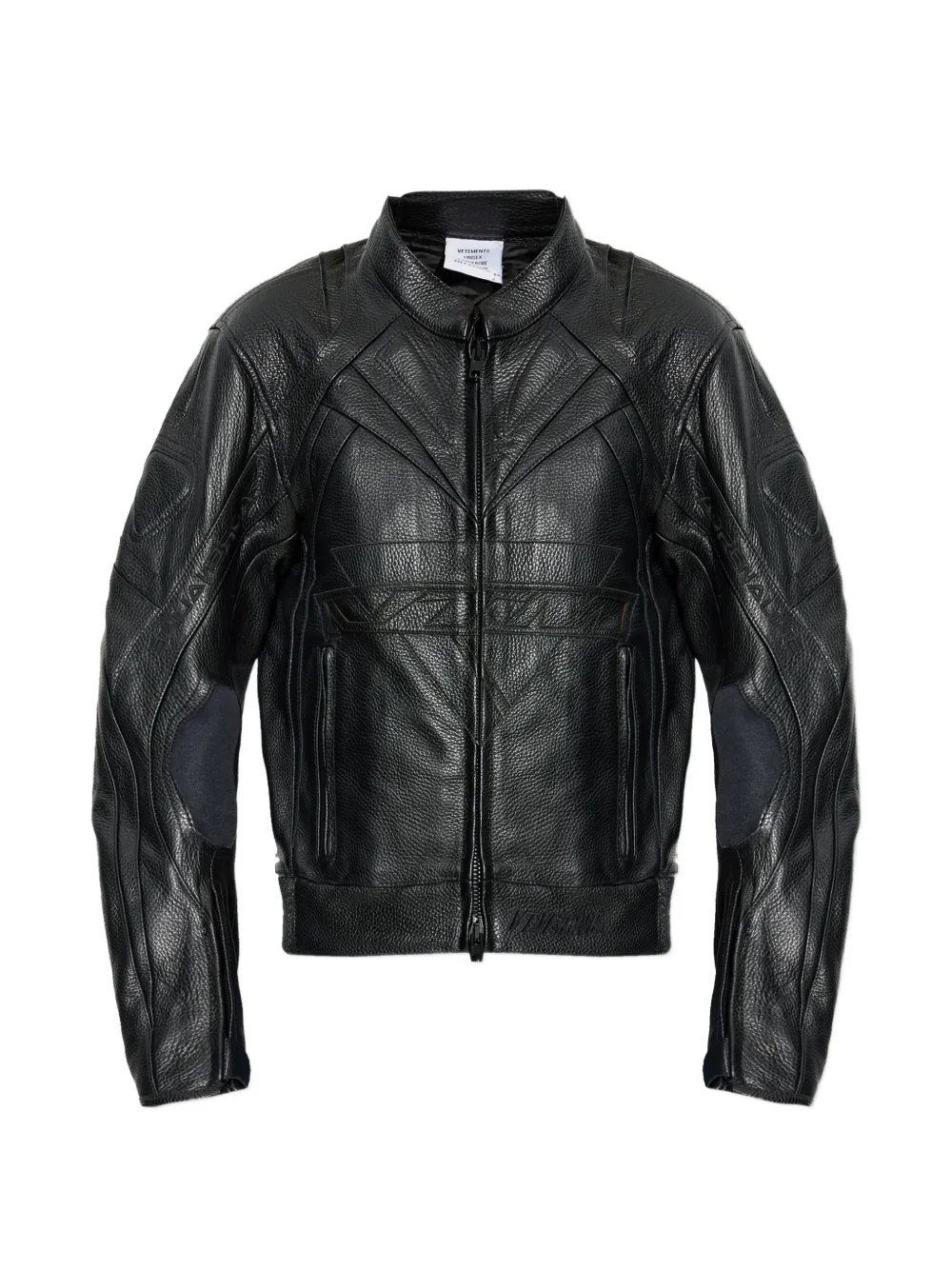 VETEMENTS patterned leather jacket - Schwarz