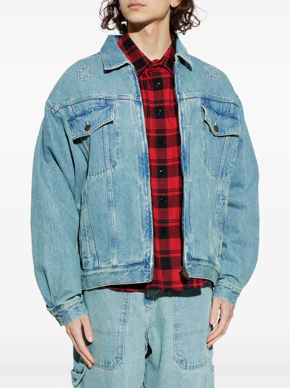 VETEMENTS Denim jack met logoprint Blauw