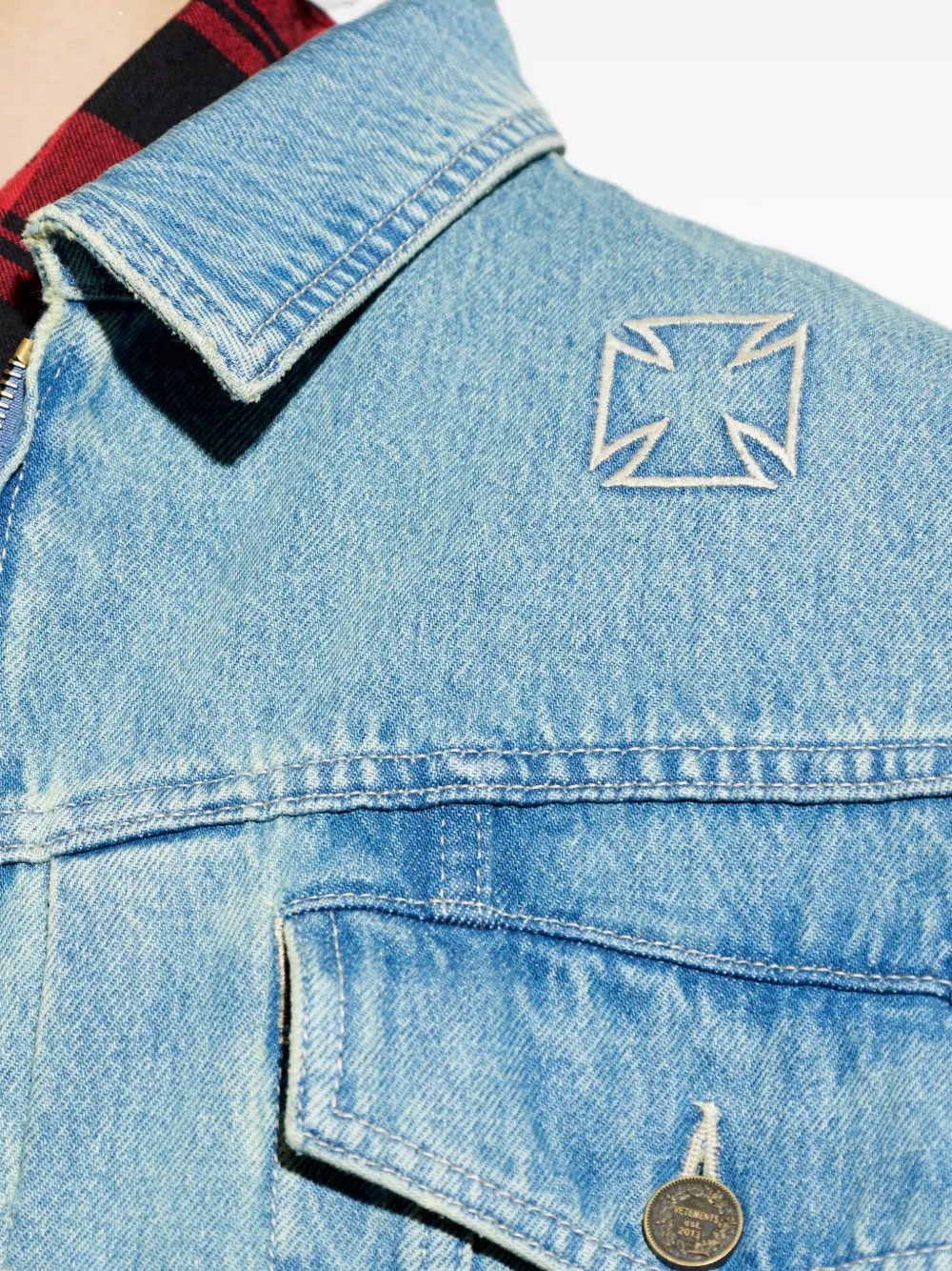 VETEMENTS Denim jack met logoprint Blauw