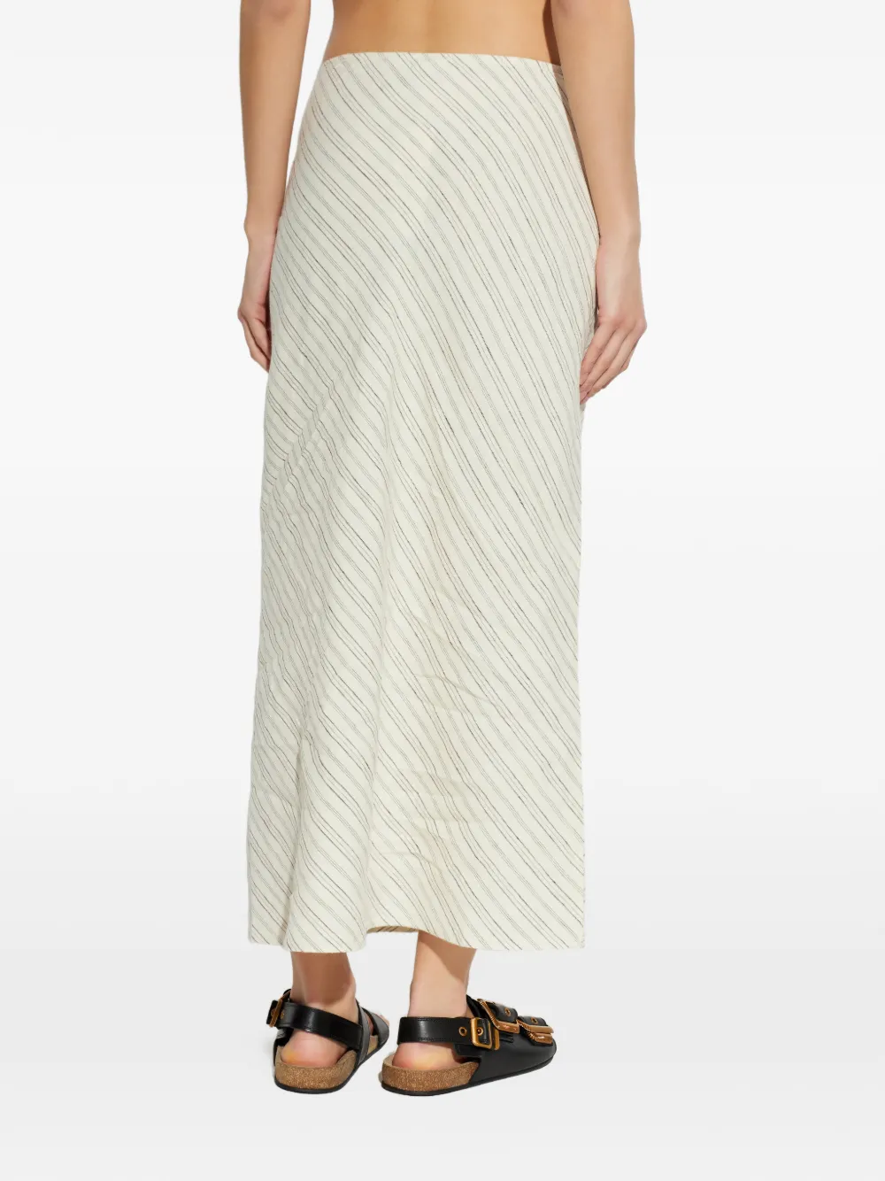 SAMSOE Sagneta gestreepte maxi-rok Beige
