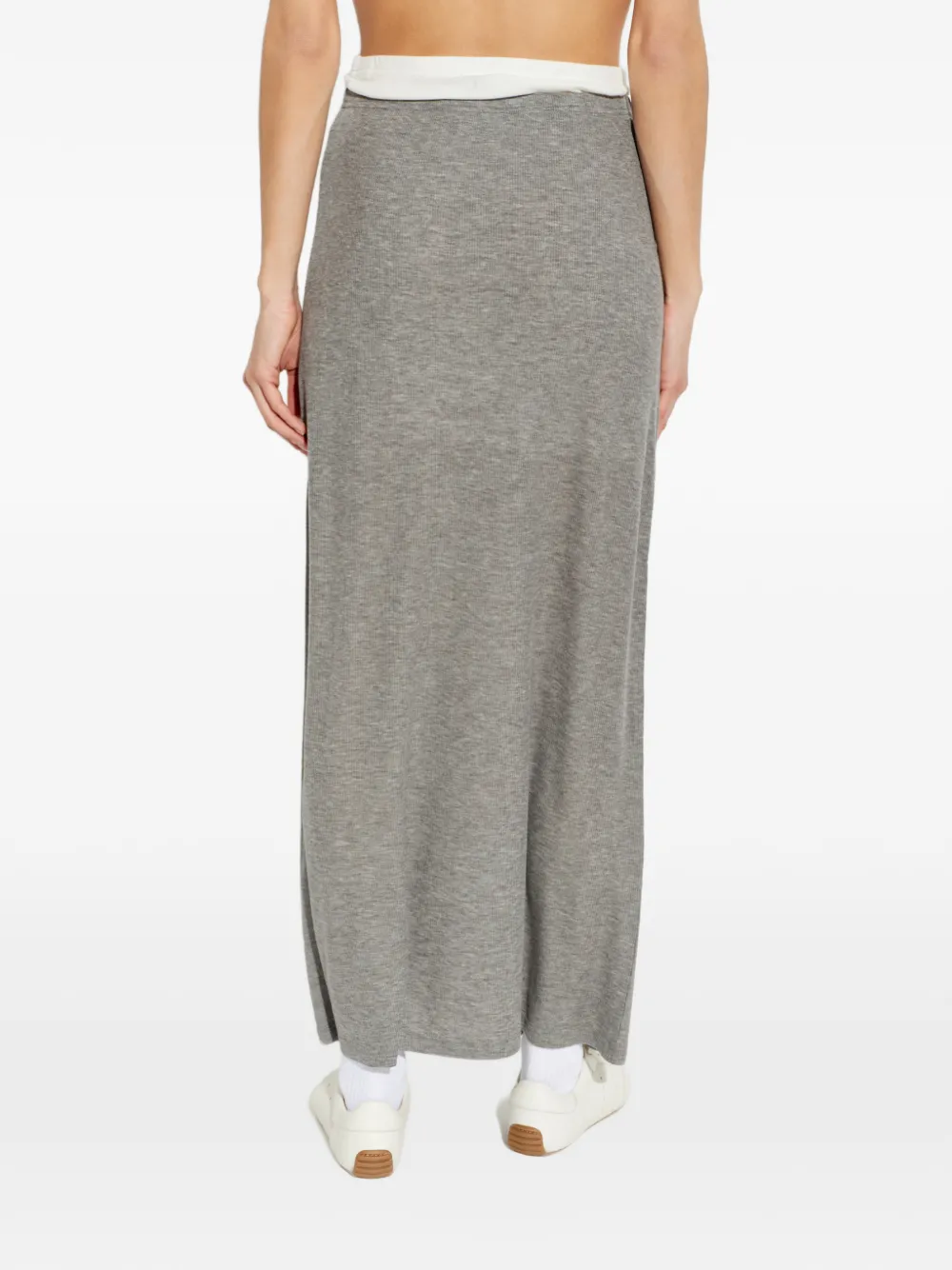 SAMSOE Sadou geribbelde maxi-rok Grijs