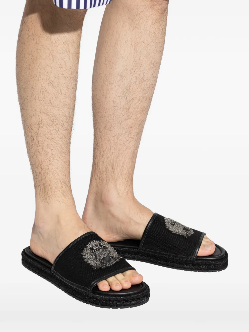 Dolce & Gabbana Gevlochten sandalen met logo-applicatie Zwart