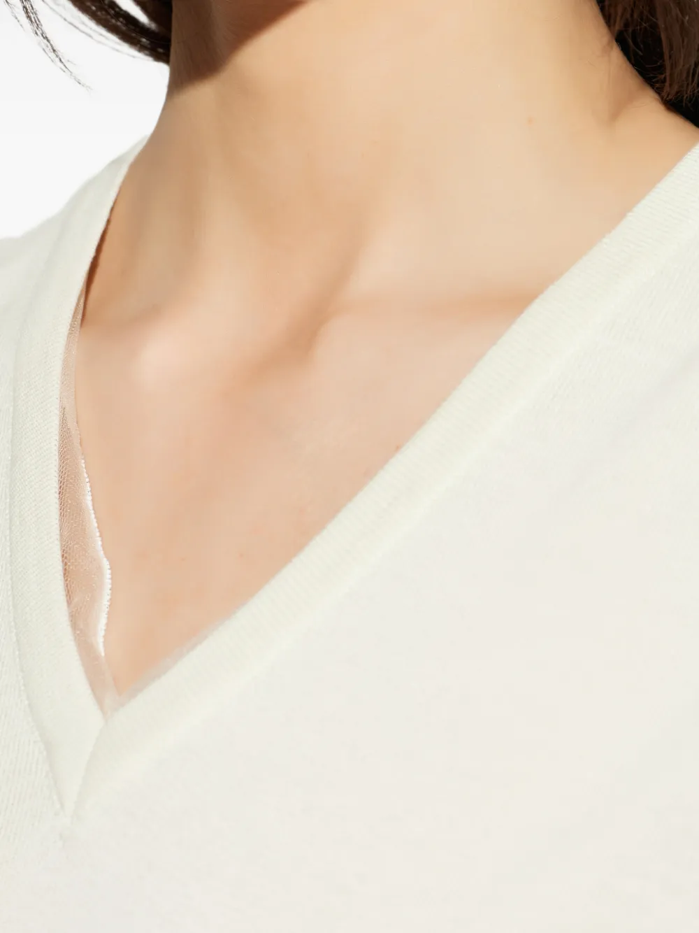 Fabiana Filippi Mouwloze top met V-hals Beige