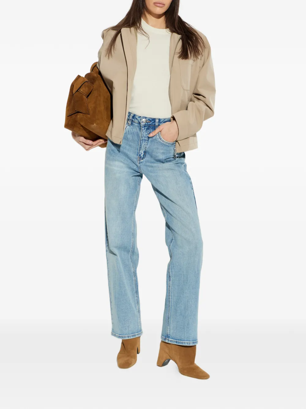 Fabiana Filippi Gebreid T-shirt met tulen afwerking Beige