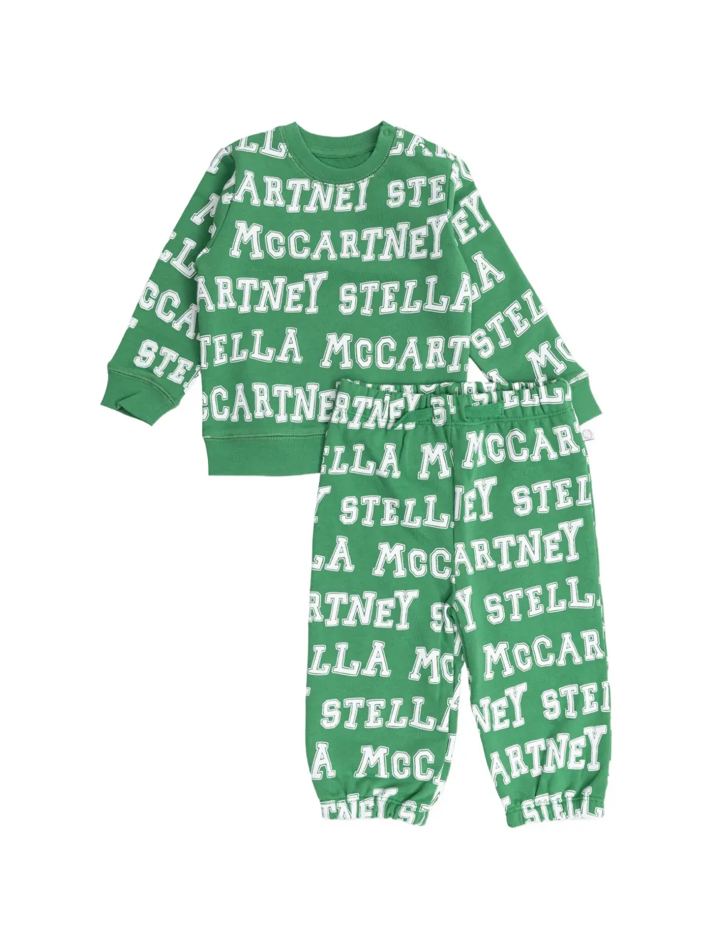 Stella Mccartney Babies' Round-neck Printed Tracksuit In Green