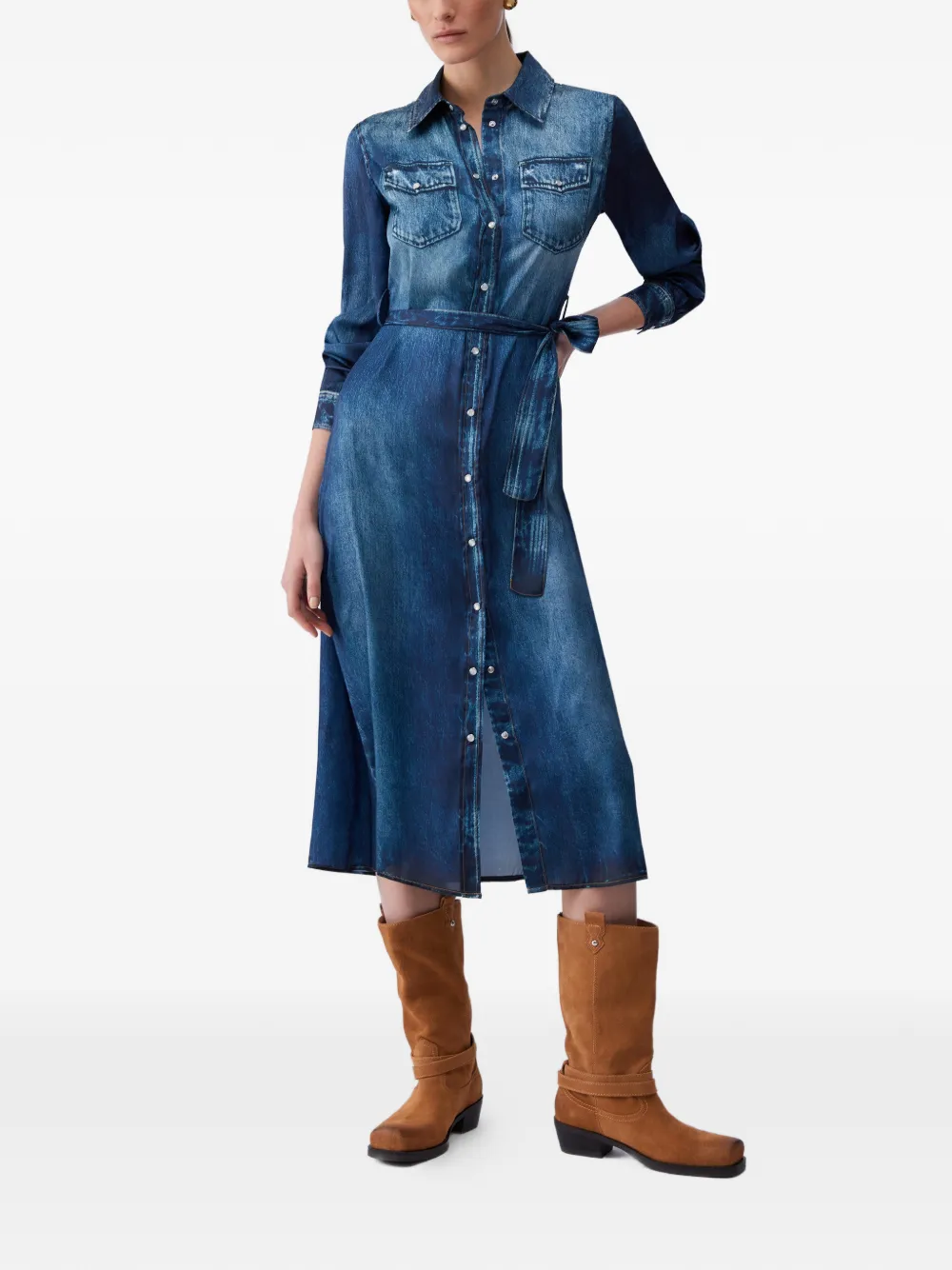 LIU JO Abito midi con cintura - Blu