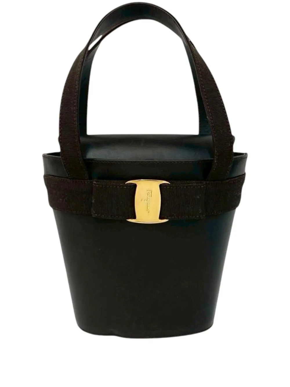 Ferragamo Pre-Owned 2010-2026 Leather Vara Bow Top Handle bucket bag - Marrone