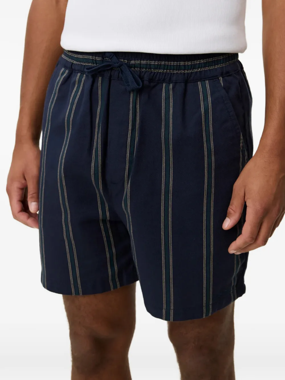Les Deux Lawson gestreepte shorts met trekkoord Blauw