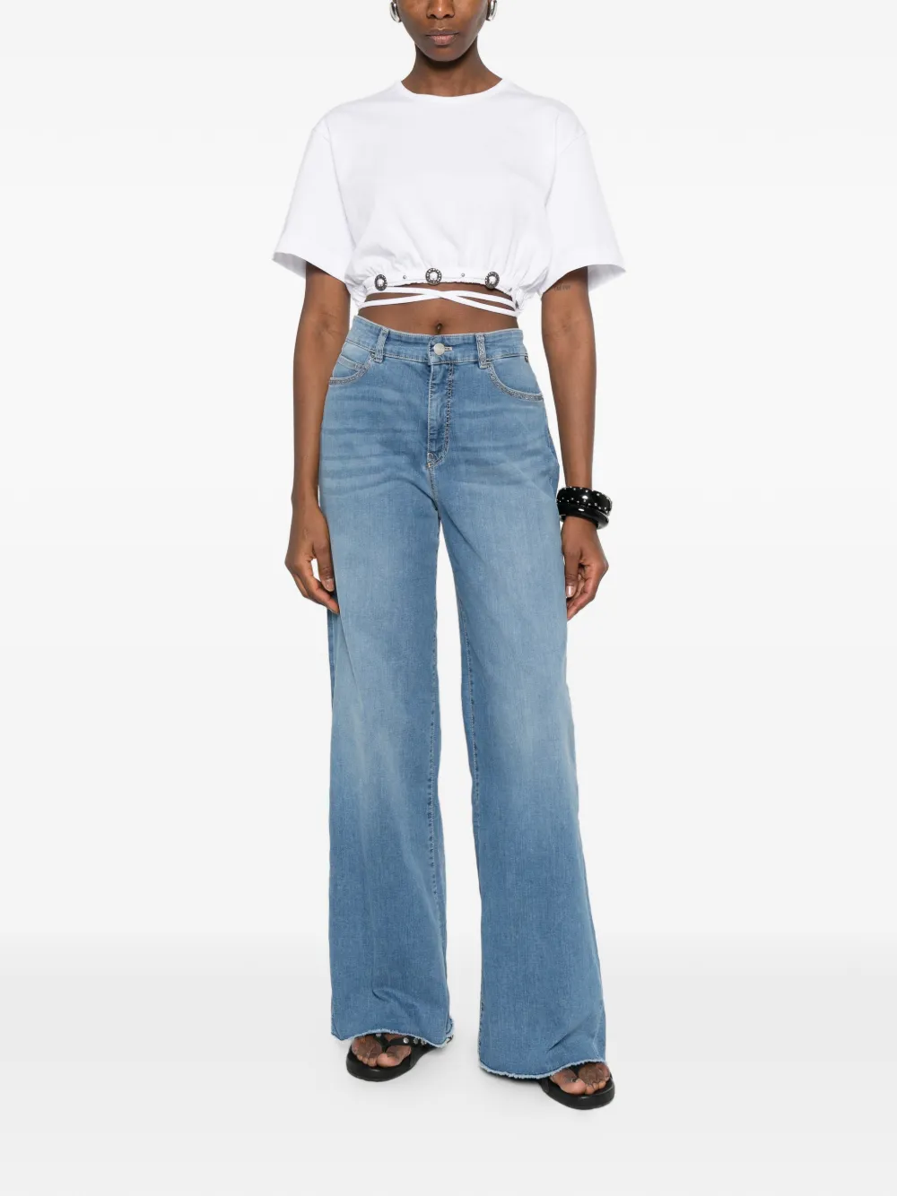  Pinko Eyelet Drawstring T-shirt - White 