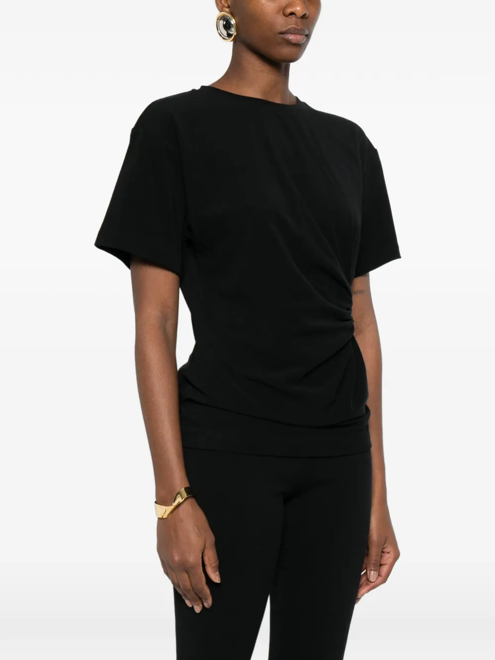  Pinko Buckle Draped T-shirt - Black 