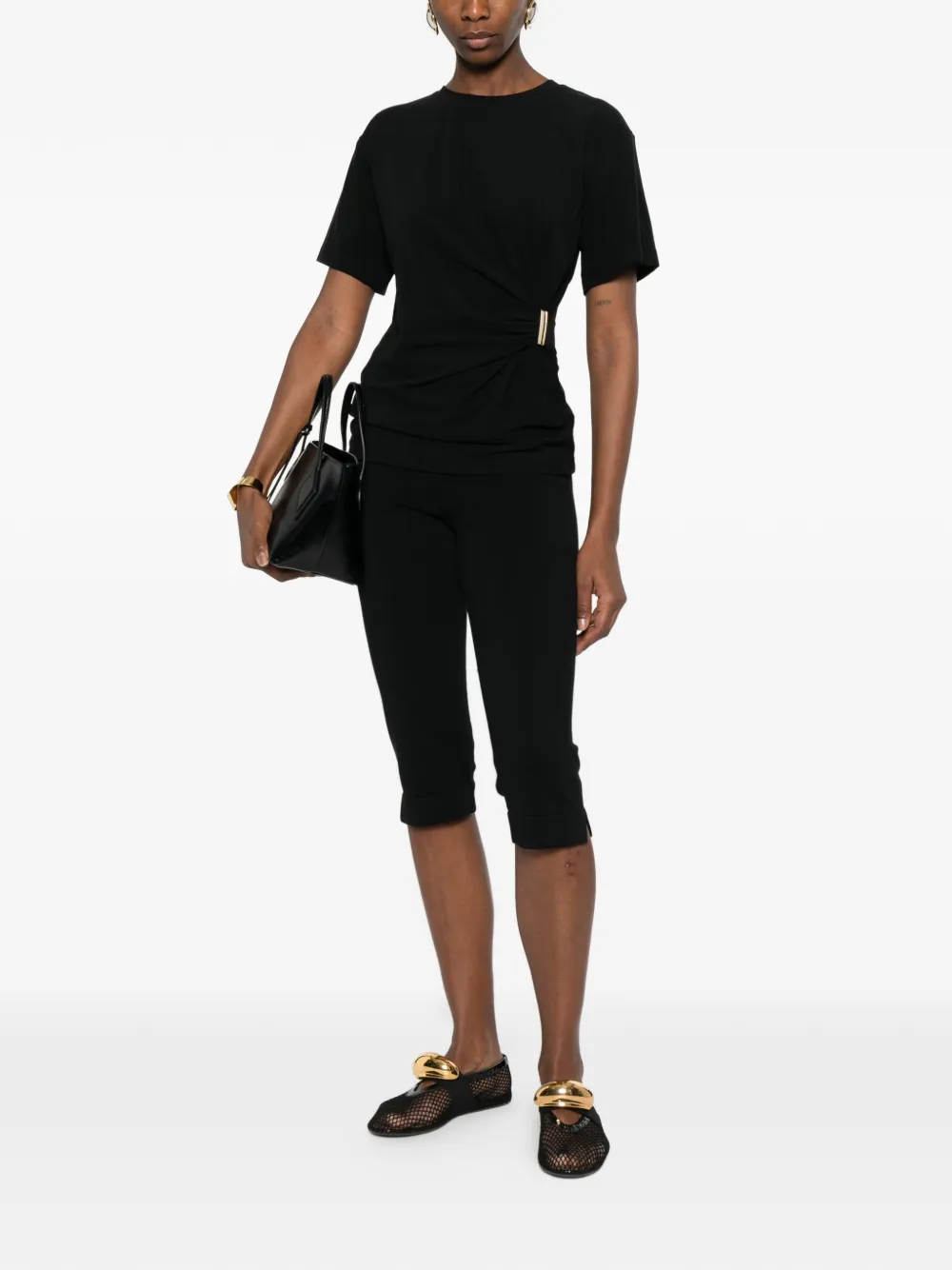  Pinko Buckle Draped T-shirt - Black 
