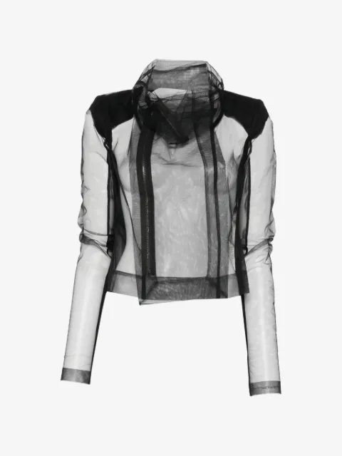 Rick Owens sheer asymmetric-zip jacket