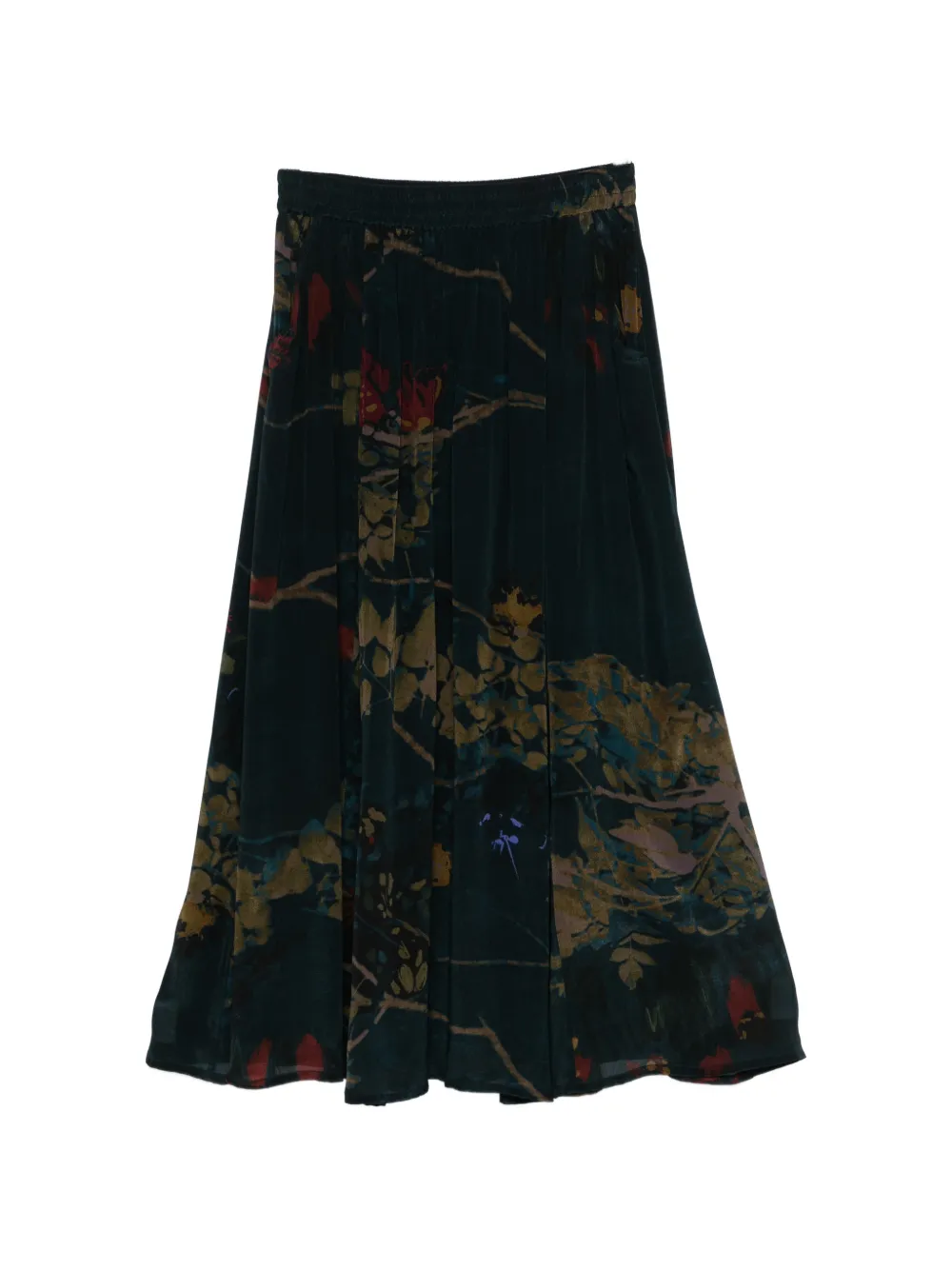 YAVI floral pleated midi skirt - Verde
