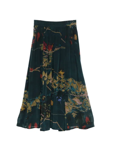 YAVI floral pleated midi skirt