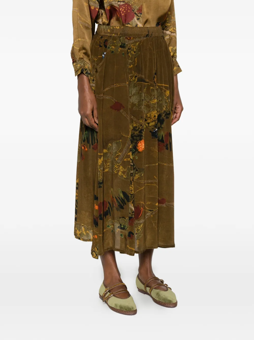  Yavi Falda Con Estampado Floral - Marrón 