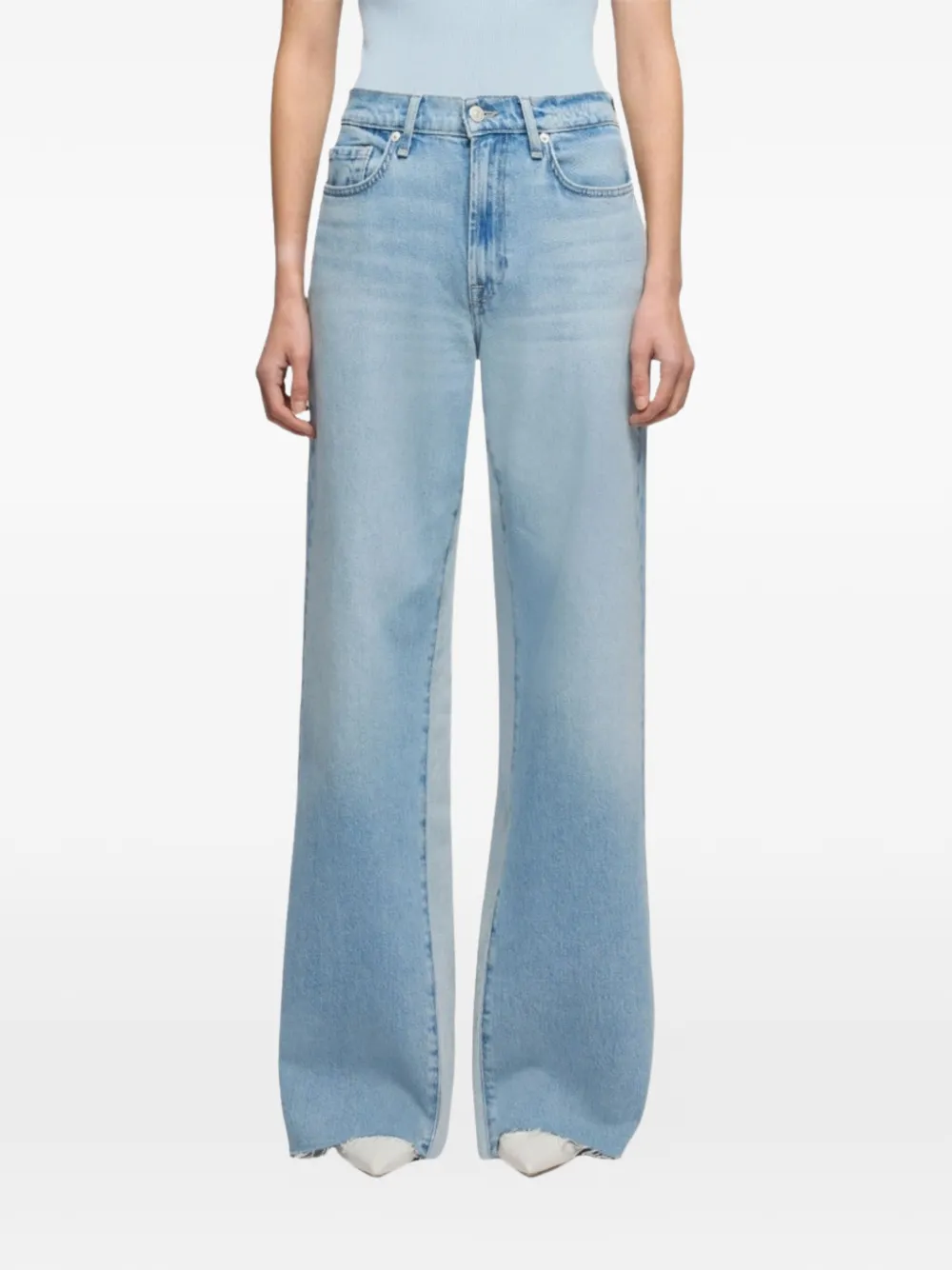 7 For All Mankind Flared jeans met contrasterend vlak Blauw
