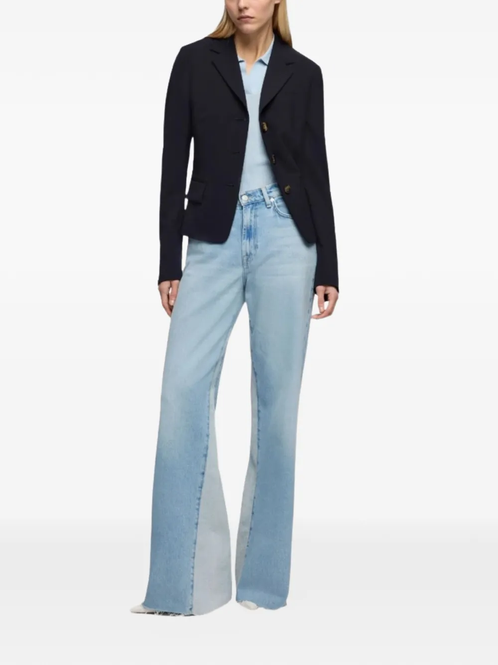  7 For All Mankind Flared Contrast Panel Jeans - Blue 