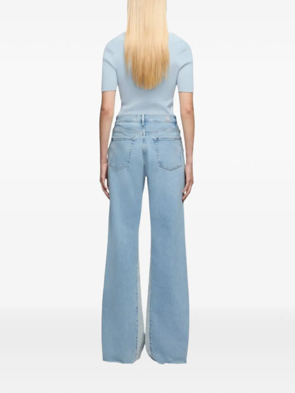  7 For All Mankind Flared Contrast Panel Jeans - Blue 