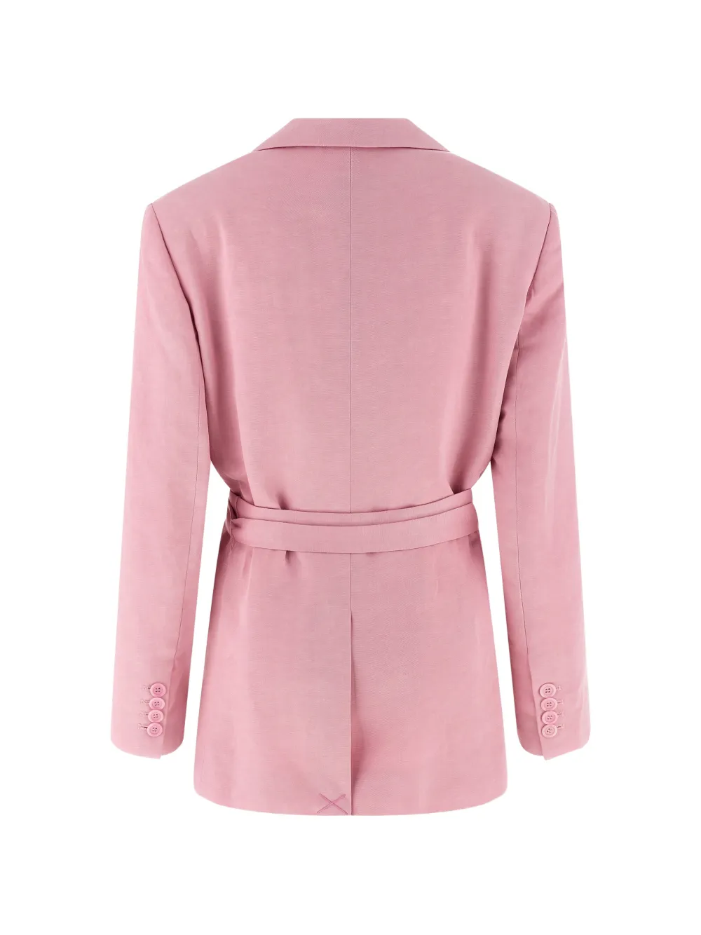 Belt Double-Breasted Peak-Lapel Linen Blazer