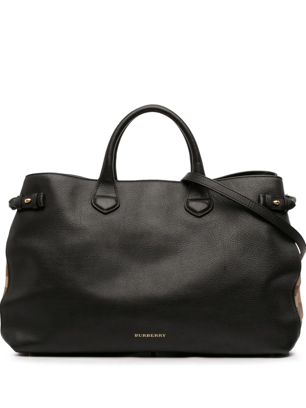 Burberry Pre-Owned 2000-2017 Large Leather and House Check Banner satchel - Nero