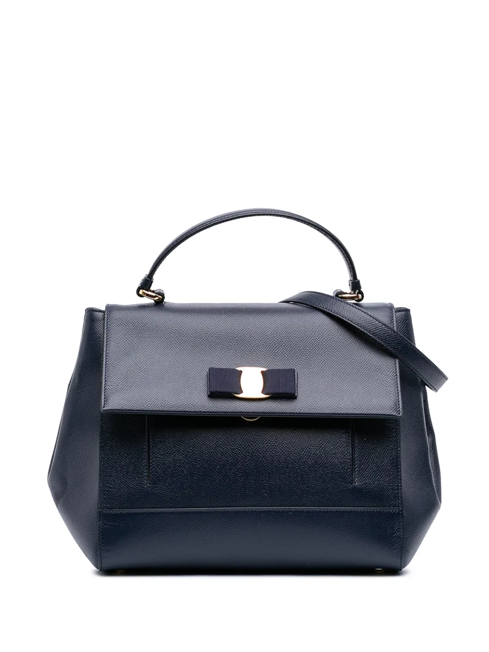 Ferragamo Pre-Owned 2010-2025 Leather Carrie Vara Bow Top Handle Bag satchel - Blu