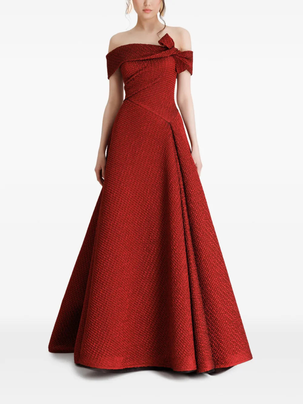 Gemy Maalouf Maxi-jurk met strikdetail en jacquard Rood