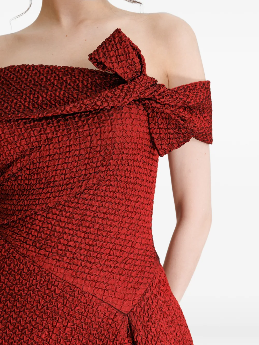 Gemy Maalouf Maxi-jurk met strikdetail en jacquard Rood